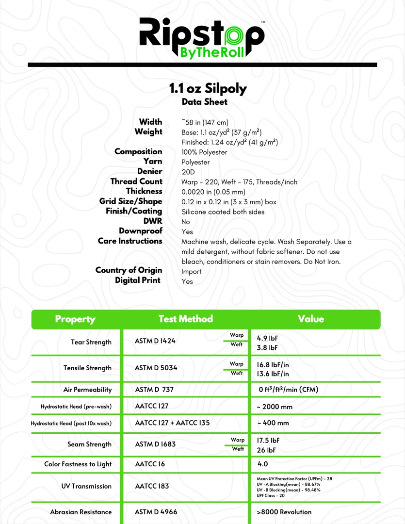 Ripstop By The Roll Tarps/Shelters 1.1 Oz Silpoly 26 Ripstop By The Roll Tarps/Shelters 1.1 Oz Silpoly