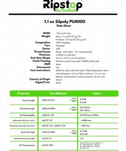 Ripstop By The Roll Tarps/Shelters 1.1 Oz Silpoly PU4000