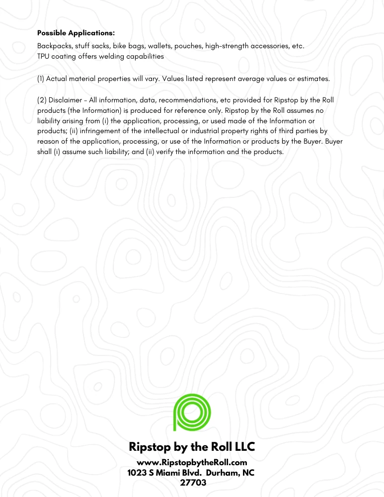 Ripstop By The Roll 3.9 Oz Venom™ UHMWPE TPU Coated Fabric By Use 7 Ripstop By The Roll 3.9 Oz Venom™ UHMWPE TPU Coated Fabric By Use